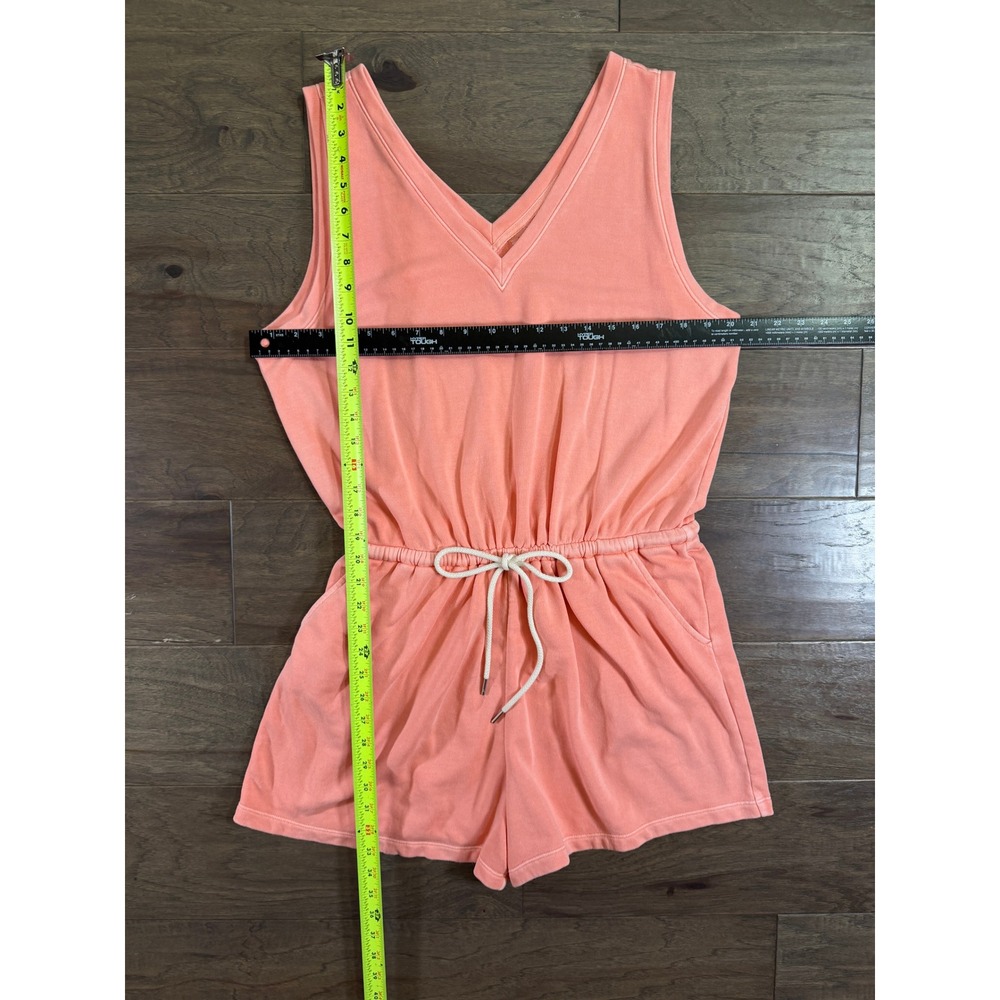 Lou & Grey Womens Coral Pink French Terry Sleeveless V-Neck Romper Large L - Picture 4 of 5